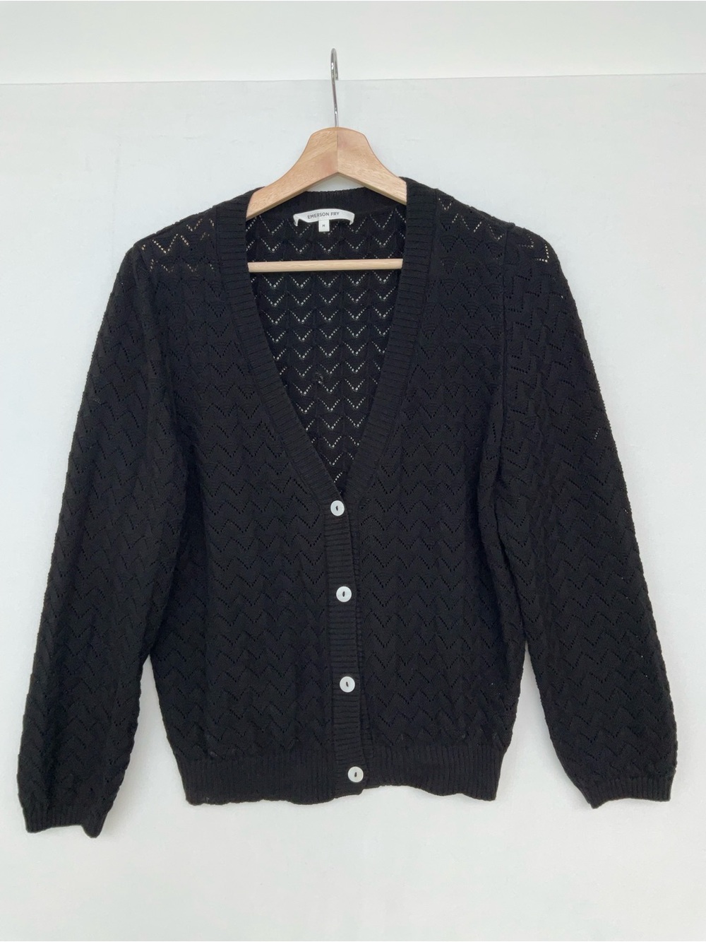 Emerson Fry Astrid Black V-Neck Knit Silk blend Cardigan